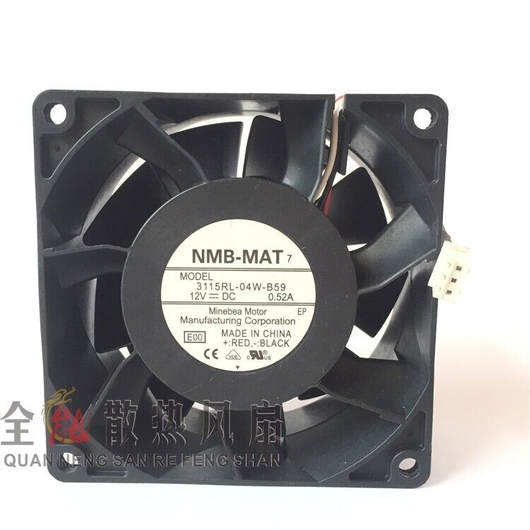 new 1 PCS NMB Fan 3115RL-04W-B59 DC12V 0.52A 8038 8cm 3-wire server chassis fan - NMB FAN