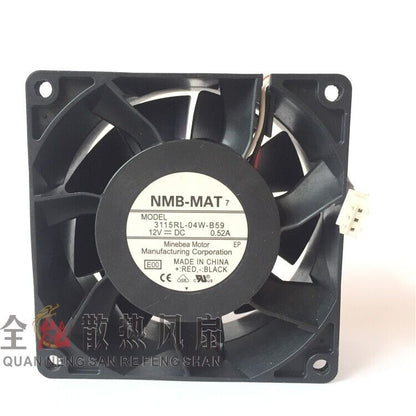 new 1 PCS NMB Fan 3115RL-04W-B59 DC12V 0.52A 8038 8cm 3-wire server chassis fan - NMB FAN
