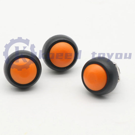 3Pcs orange 12mm Waterproof Momentary ON/OFF Push Button Mini Round Switch