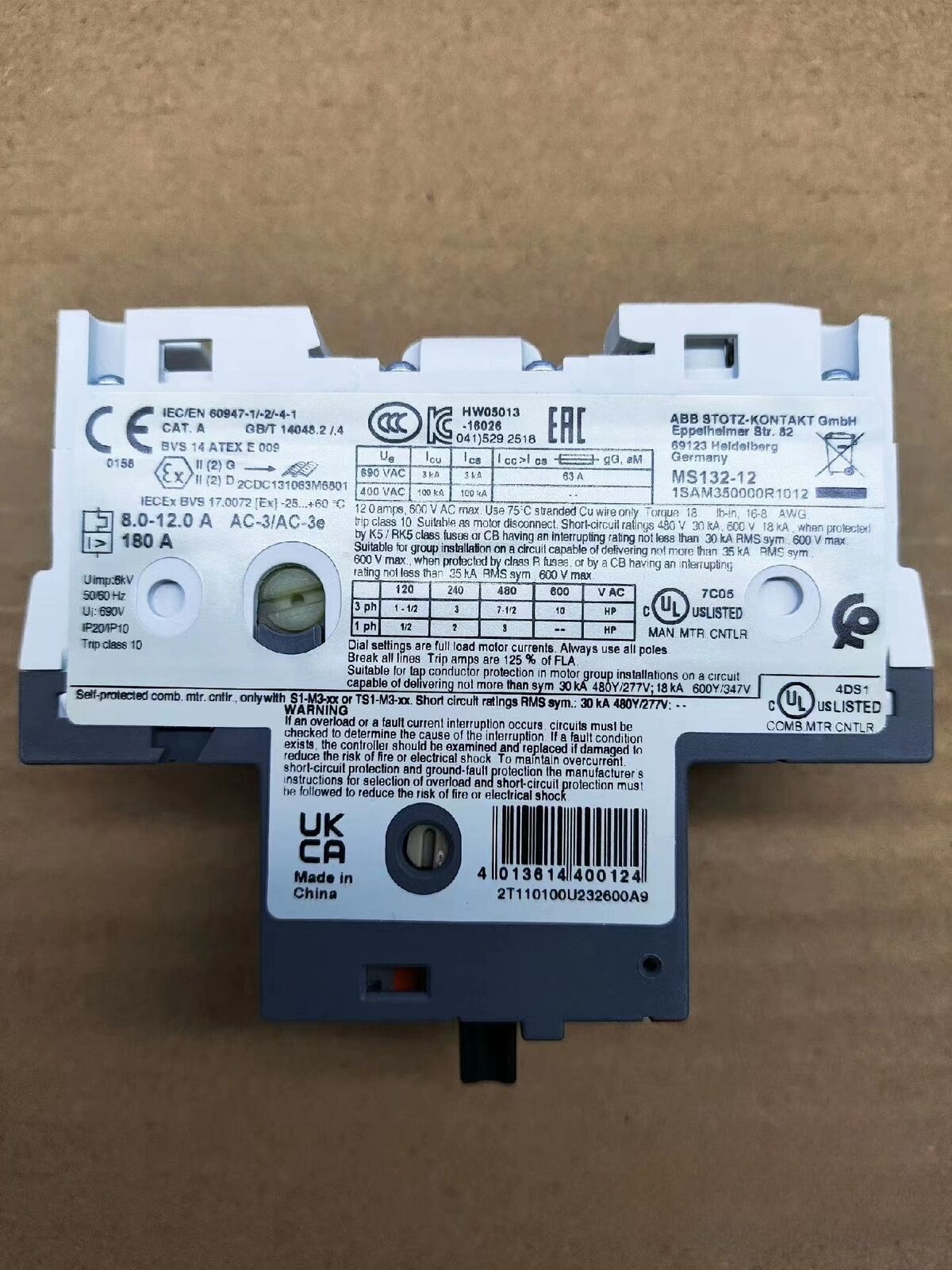 ABB Motor Protection Circuit Breaker MS132-12 Fast Delivery - ABB