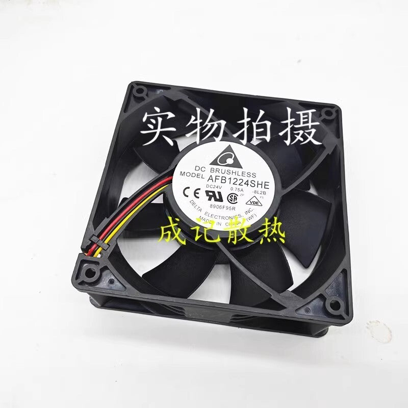 Delta AFB1224SHE-8L2B 12038 DC24V 0.75A 12CM 3-Wire Inverter Cooling Fan