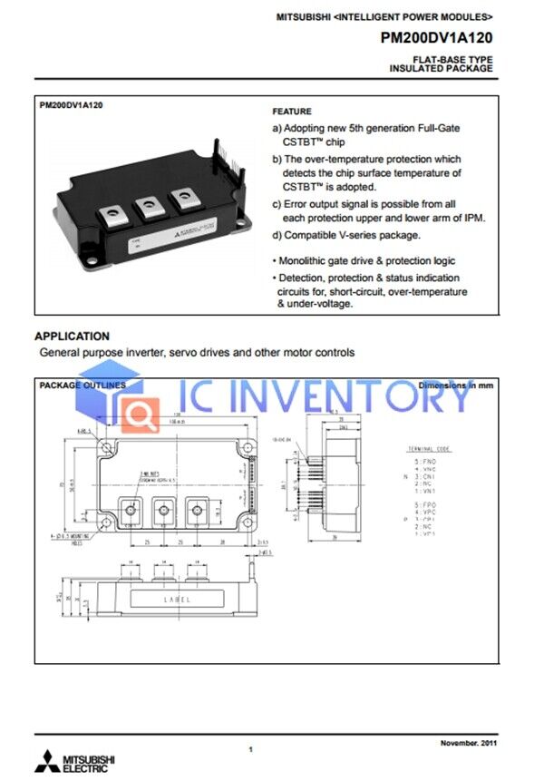 new 1PCS Mitsubishi PM200DV1A120 Power Module Supply Quality Guarantee - MITSUBISHI