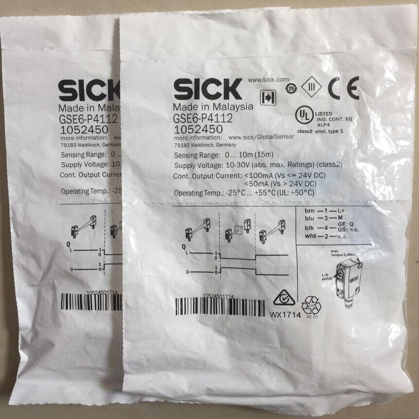 1PC SICK Photoelectric Sensor GSE6-P4112 24V DC 1.5m Range ±1% Accuracy IP67 - SICK