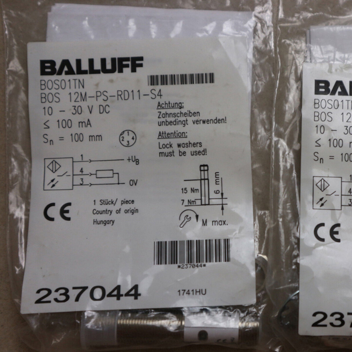 BOS 12M-PS-RD11-S4 Photoelectric Sensor - BALLUFF