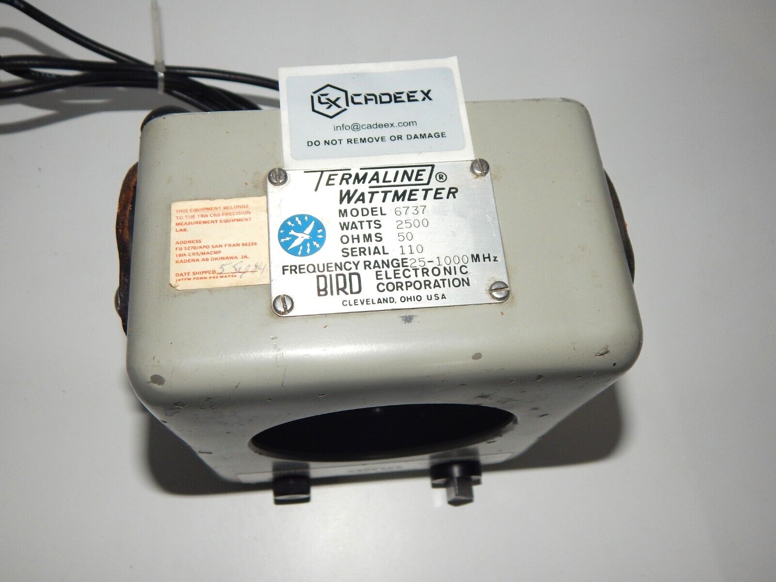 BIRD 6737 + 6737-030 Wattmeter 2500W 25-1000 MHz 1.5-35 MHz - TERMALINE