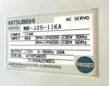 used Mitsuibishi MR-J2S-11KA Servo Amplifier - MITSUIBISHI