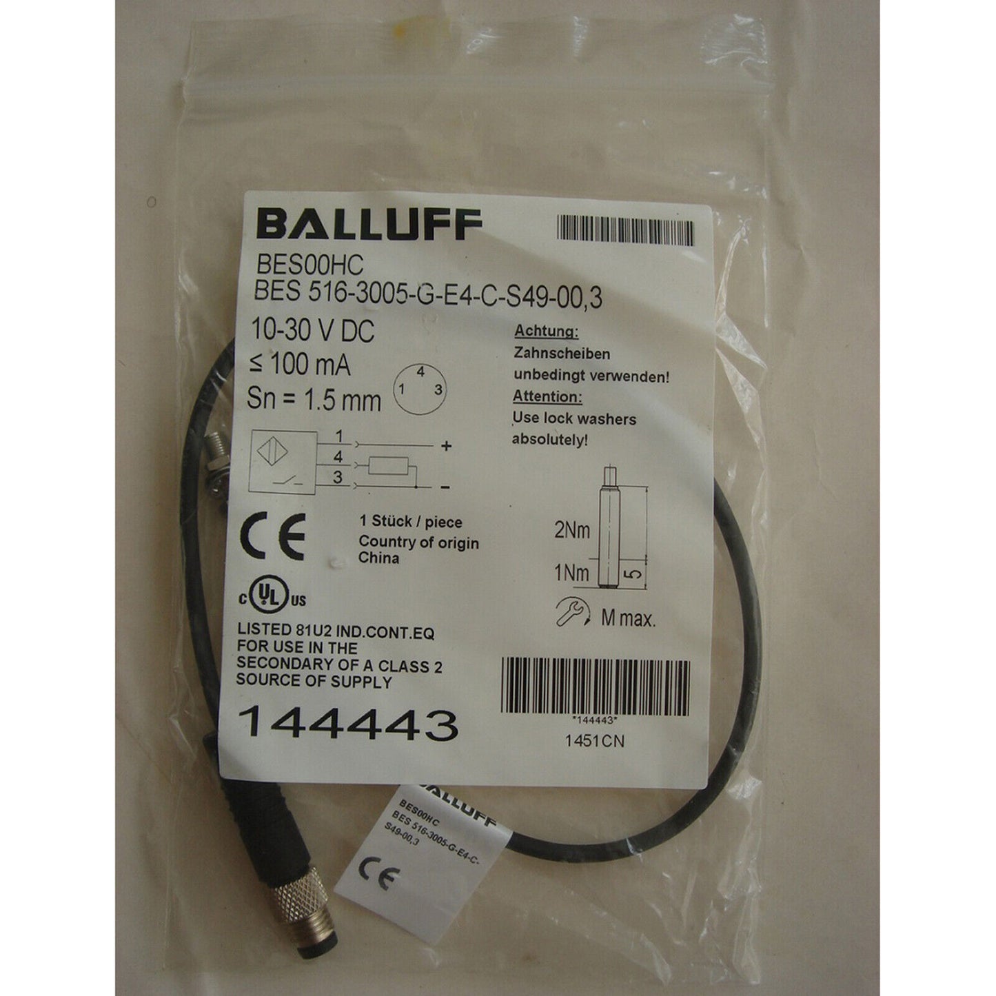 BALLUFF Proximity Sensor BES 516-3005 G E4 C S49-00, 3 spot stock - BALLUFF