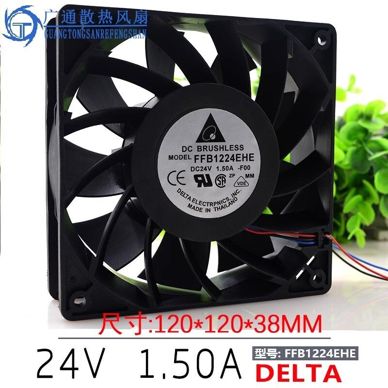 Delta FFB1224EHE-F00 12038 DC24V 1.5A 12CM 3-wire Dual Ball Cooling Fan