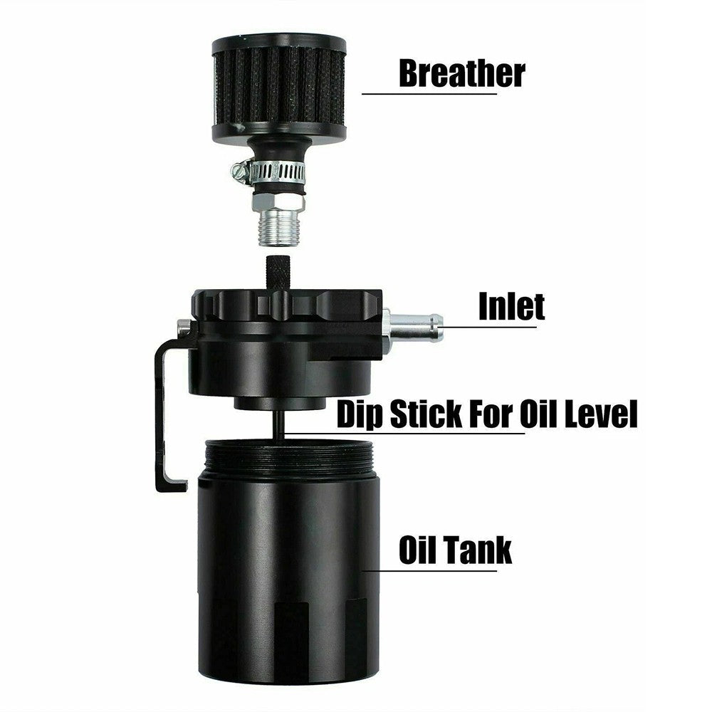 Universal Oil Catch Can Kit Reservoir Baffled Tank with Breather Filter Aluminum