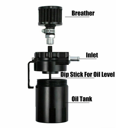 Universal Oil Catch Can Kit Reservoir Baffled Tank with Breather Filter Aluminum