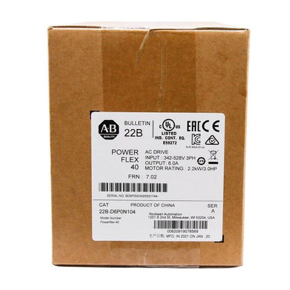 Allen-Bradley PowerFlex 40 AC Drive 2.2KW/3.0HP 22B-D6P0N104 - ALLEN-BRADLEY