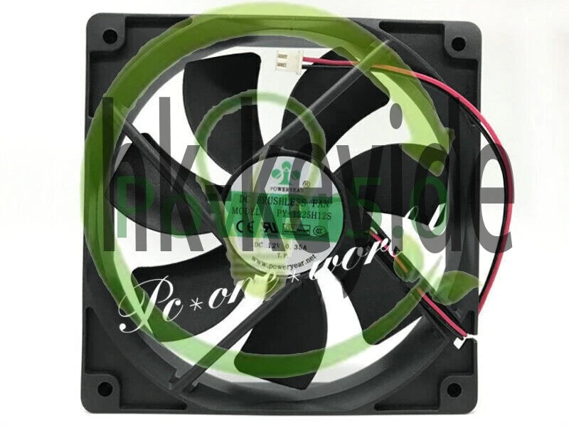 1X PY-1225H12S 12V 0.35A 12CM 12025 2 wire 120mm cooling fan~