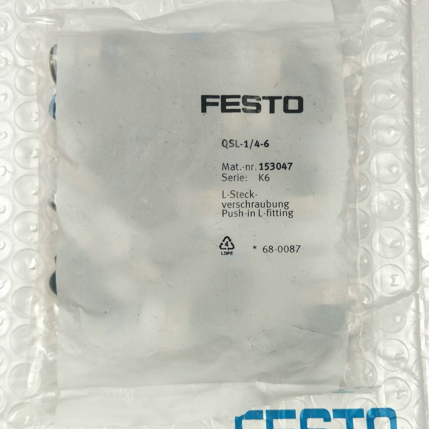 FESTO Threaded Elbow Joint QSL-1/4-6 Fast - FESTO