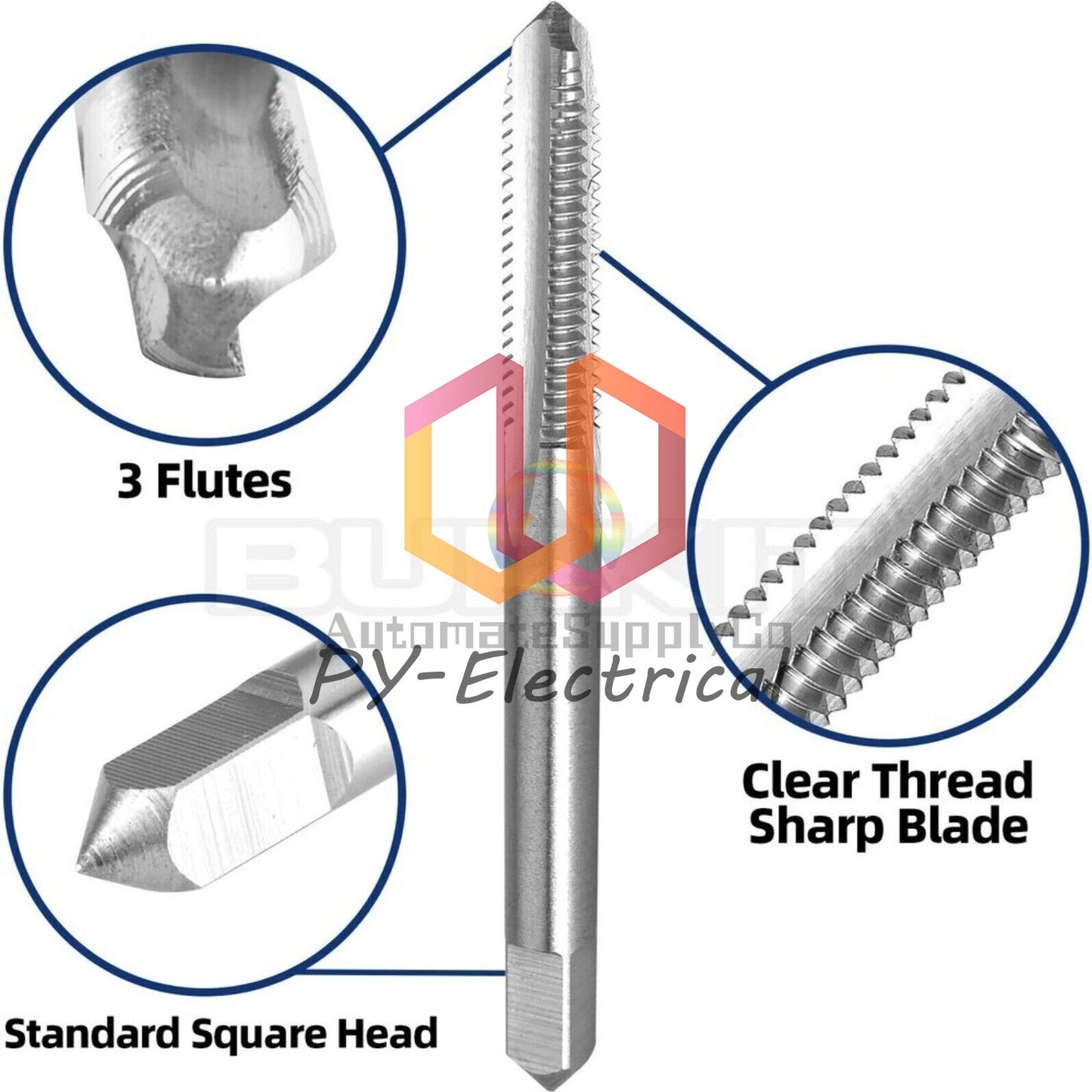 No 8-40 UN Thread Tap Right Hand, HSS 8 x 40 UN Straight Fluted Tap