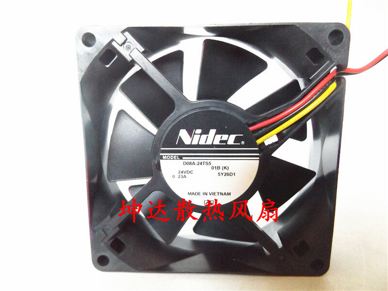 1pcs  NIDEC D08A-24TS5 01B (K) 24V DC 0.23 8025 3-wire cooling fan