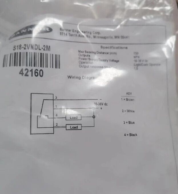 new 1pcs BANNER S18-2VNDL-2M Photoelectric Switch Sensor - BANNER