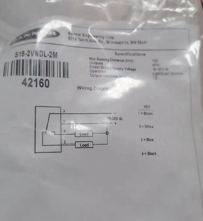 new 1pcs BANNER S18-2VNDL-2M Photoelectric Switch Sensor - BANNER
