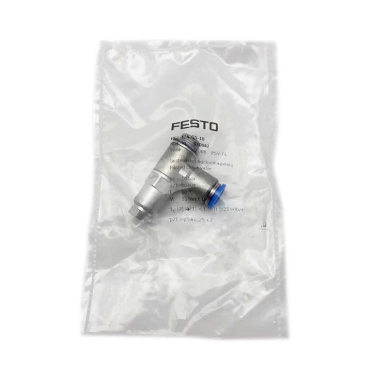 Festing HGL-1/4-QS-10 530042 Pilot Check Valve - FESTING