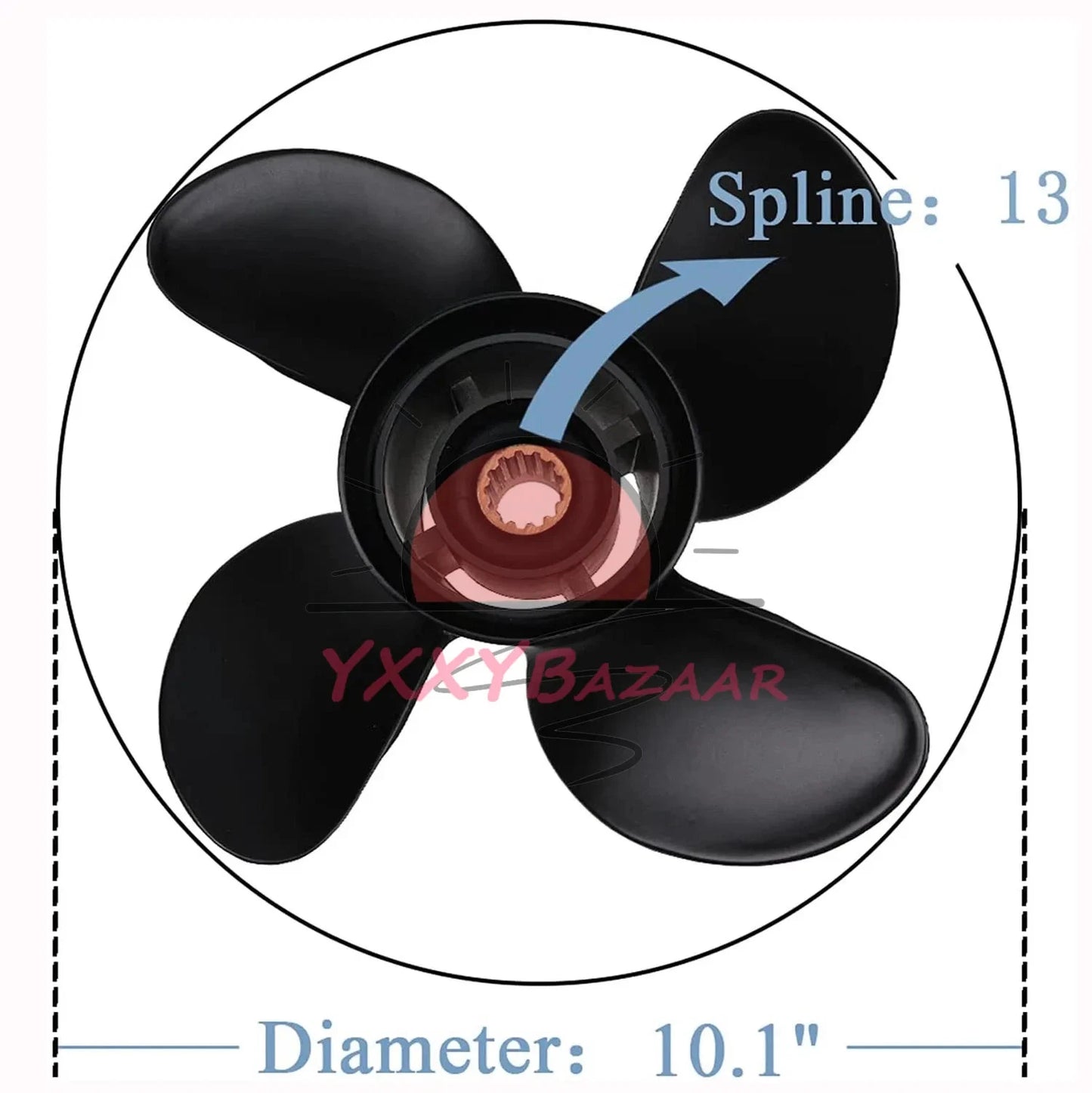 For Mercury Spitfire 4 Blade Prop 10.1x14 Propeller 48-8M8026635 40HP 50HP 60HP