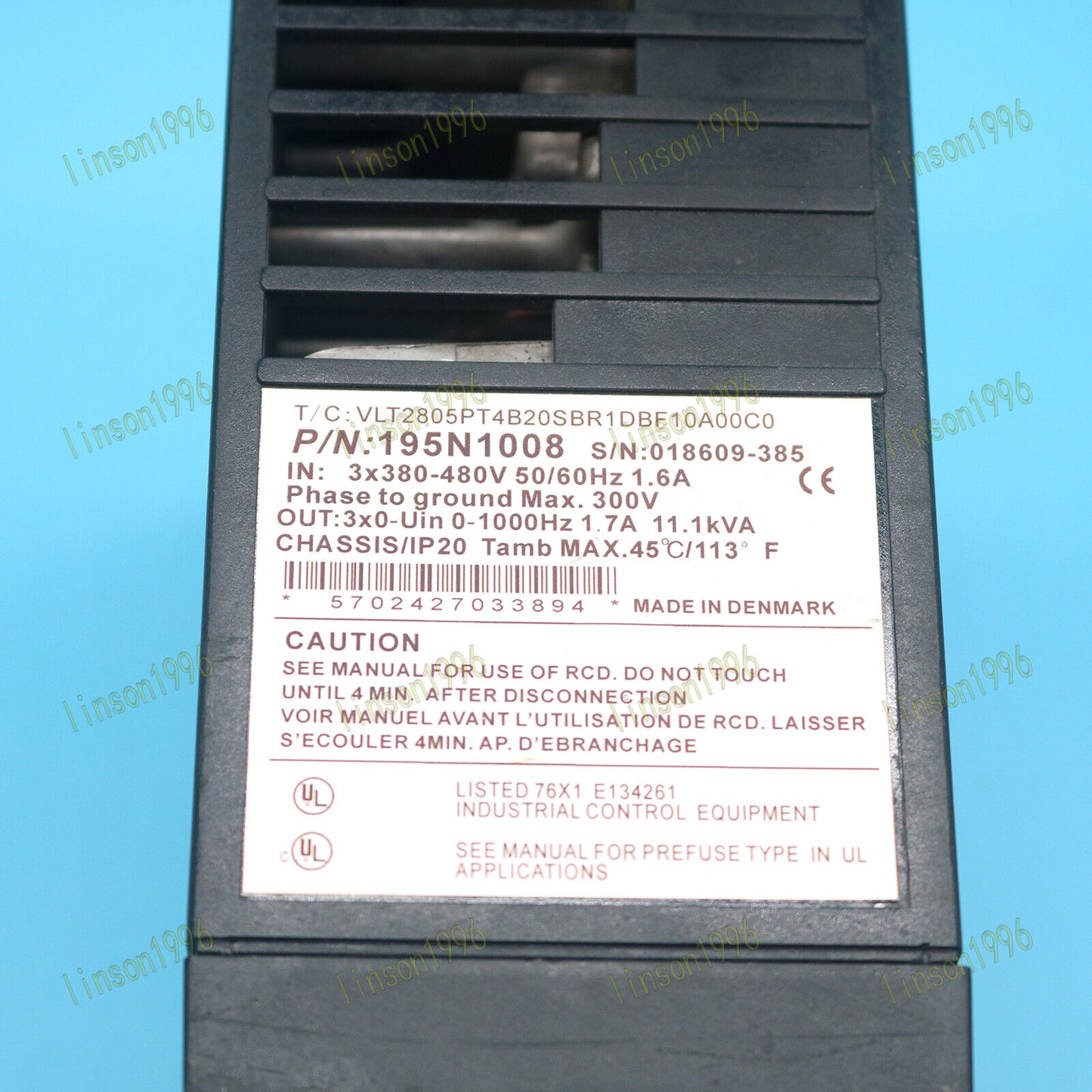 Used Danfoss Inverter Drive 195N1008 VLT2805PT4B20SBR1DBF10A00C0 Tested Good - DANFOSS
