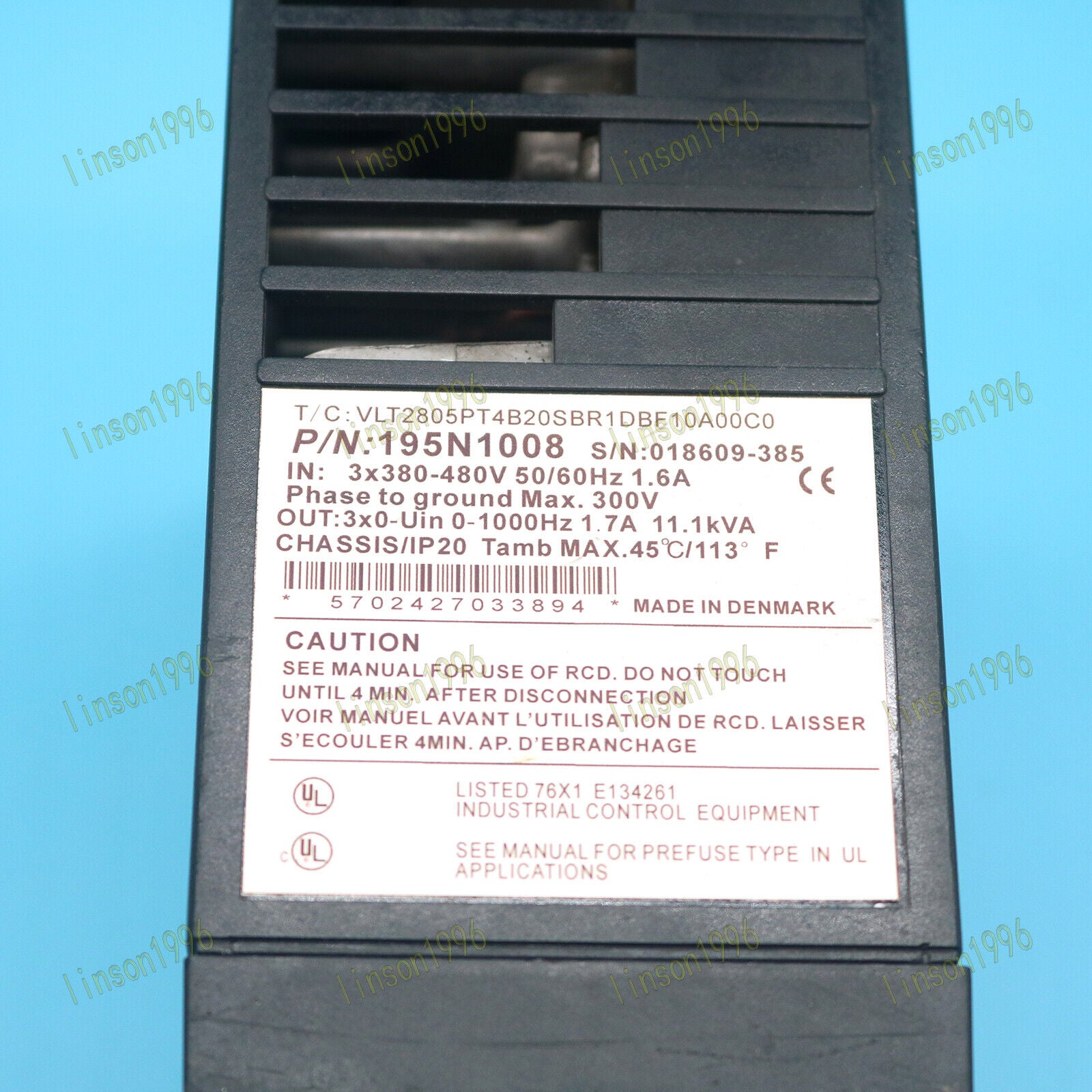 Used Danfoss Inverter Drive 195N1008 VLT2805PT4B20SBR1DBF10A00C0 Tested Good - DANFOSS