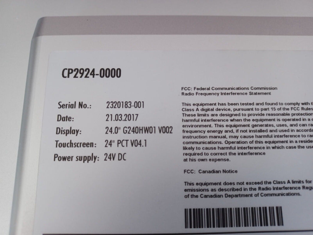 Beckhoff CP2924 Touchscreen Panel New - BECKHOFF