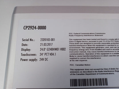 Beckhoff CP2924 Touchscreen Panel New - BECKHOFF