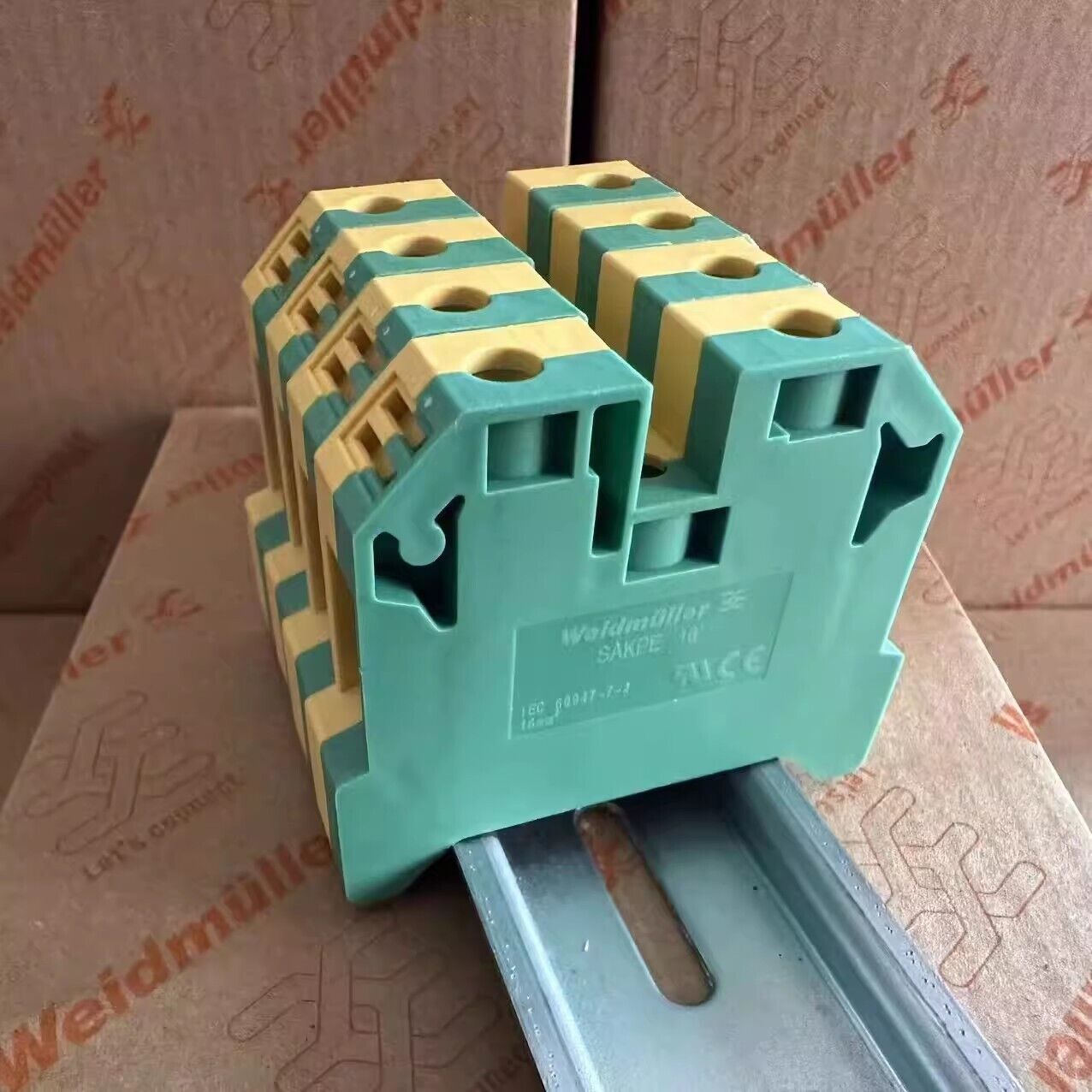 new 50pcs Weidmuller SAKPE 16 Yellow-green Ground Terminal Blocks 1256990000 - WEIDMULLER