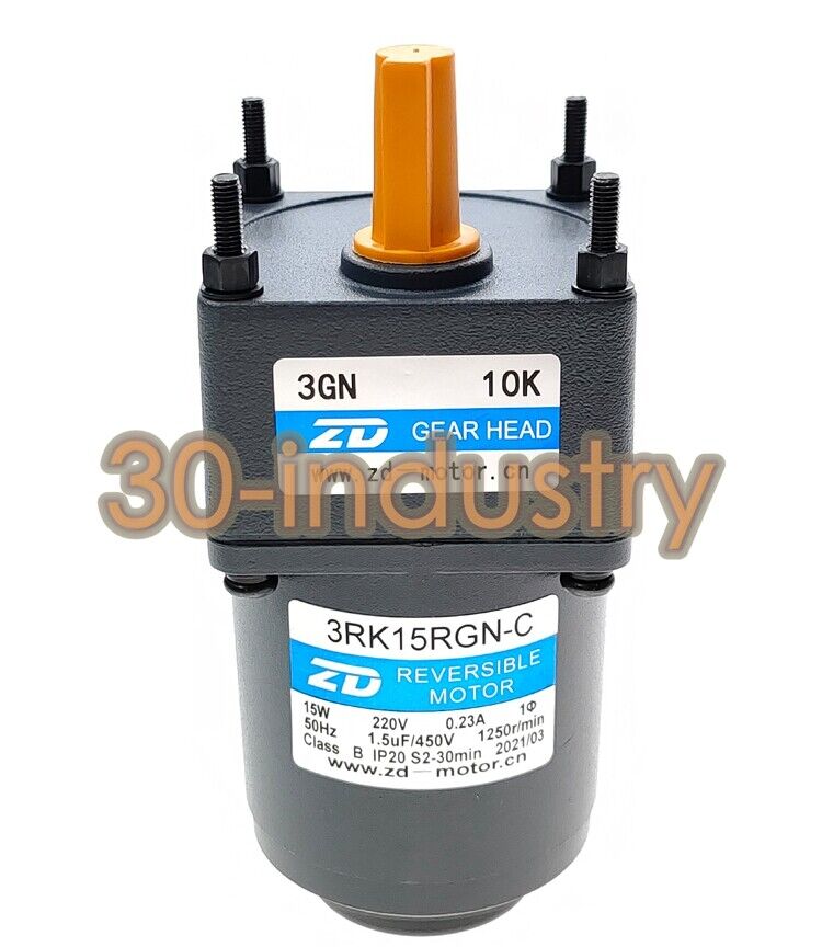 ZD 3RK15RGNC Gearhead Motor 15W 220V 0.23A Specifications - ZD