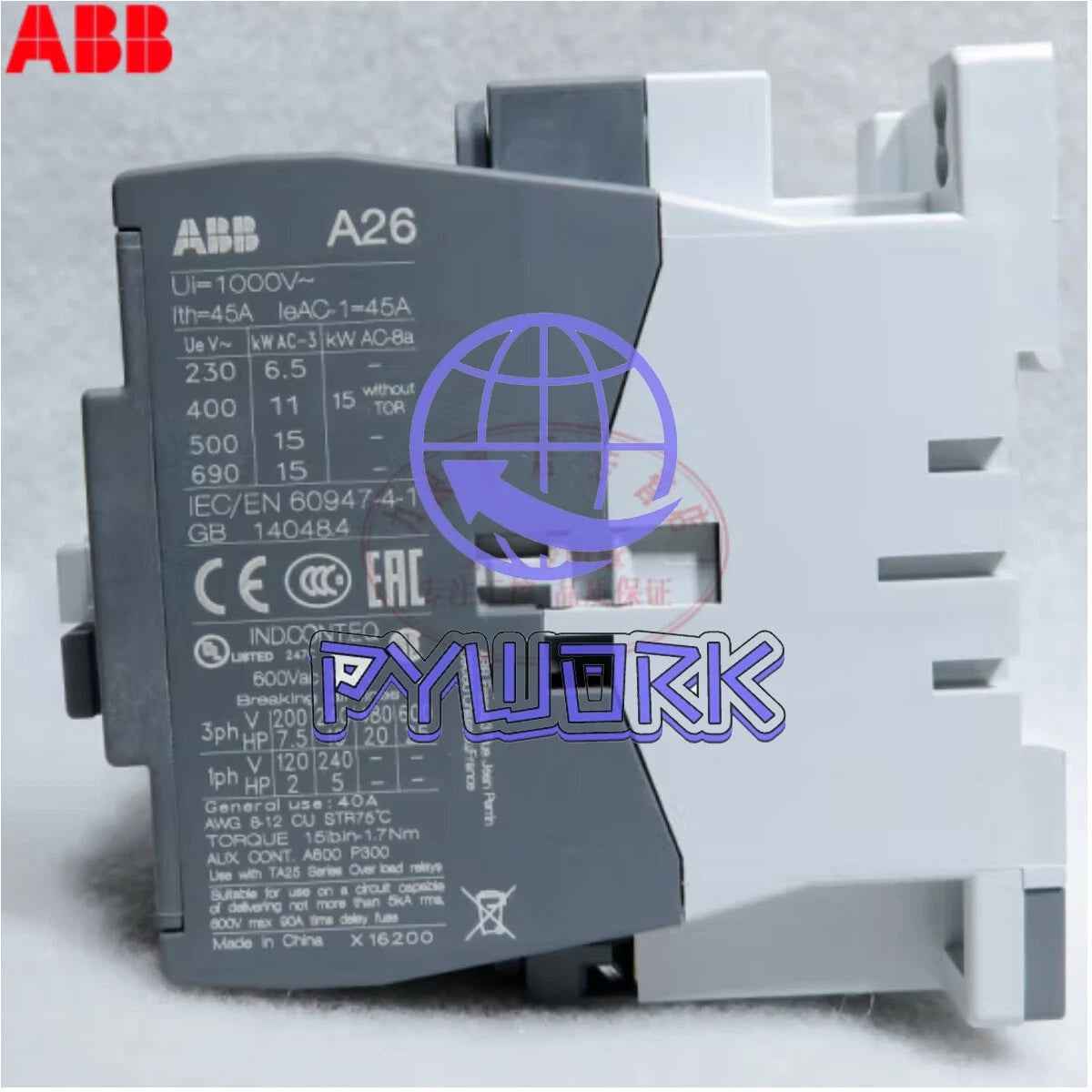 ABB AC Contactor A26-30-10 A26-30-01 Coil Voltages 24V 48V 110V 220V 380V 26AMP