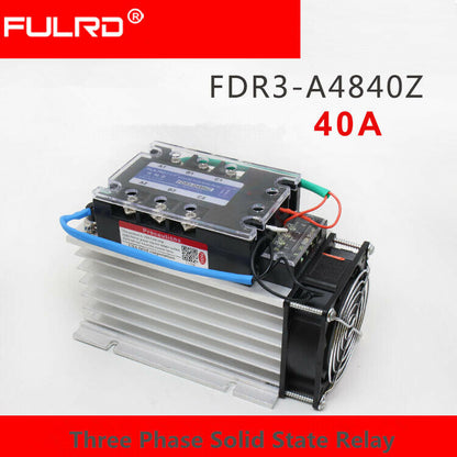 new Three-phase solid state relay FDR3-A4840Z AC 40A SSR-3 non-contact with radiator - KOEED