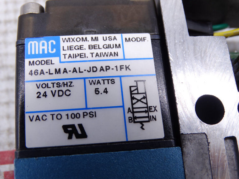 MAC VALVES INC 46A-LMA-AL-JDAP-1FK VALVE 46A-LMA-AL-JDAP-1FK VALVE - MAC VALVES INC