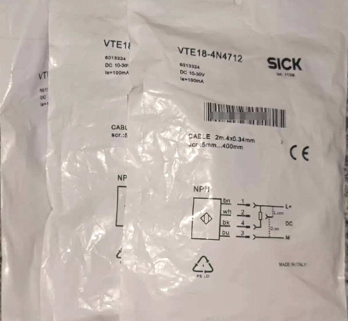 SICK VTE18-4N4712 V18 4Wire Cylindrical Energetic Photoelectric Proximity Sensor - SICK
