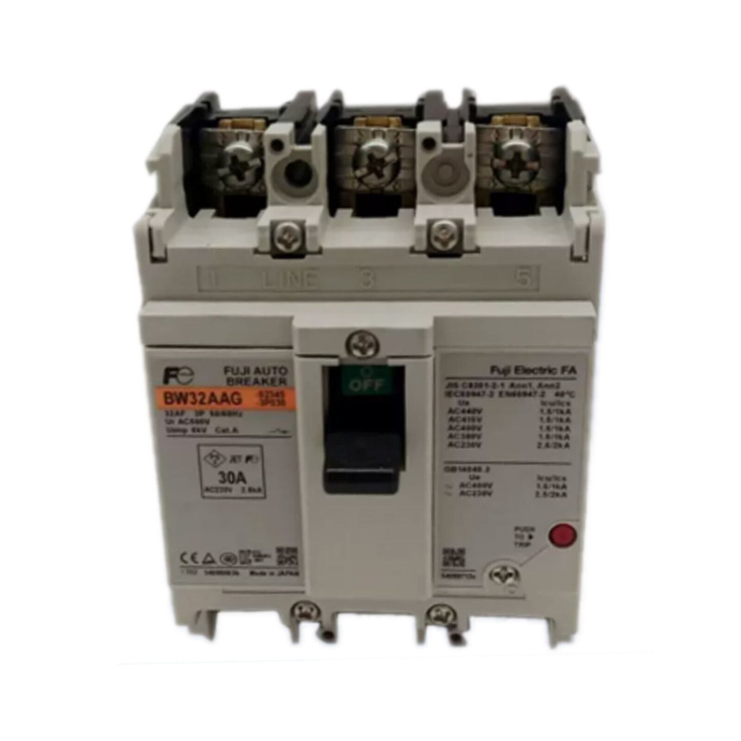 New Fuji BW32AAG-3P030 30A Auto Breaker 30A Auto Circuit Breaker - FUJI