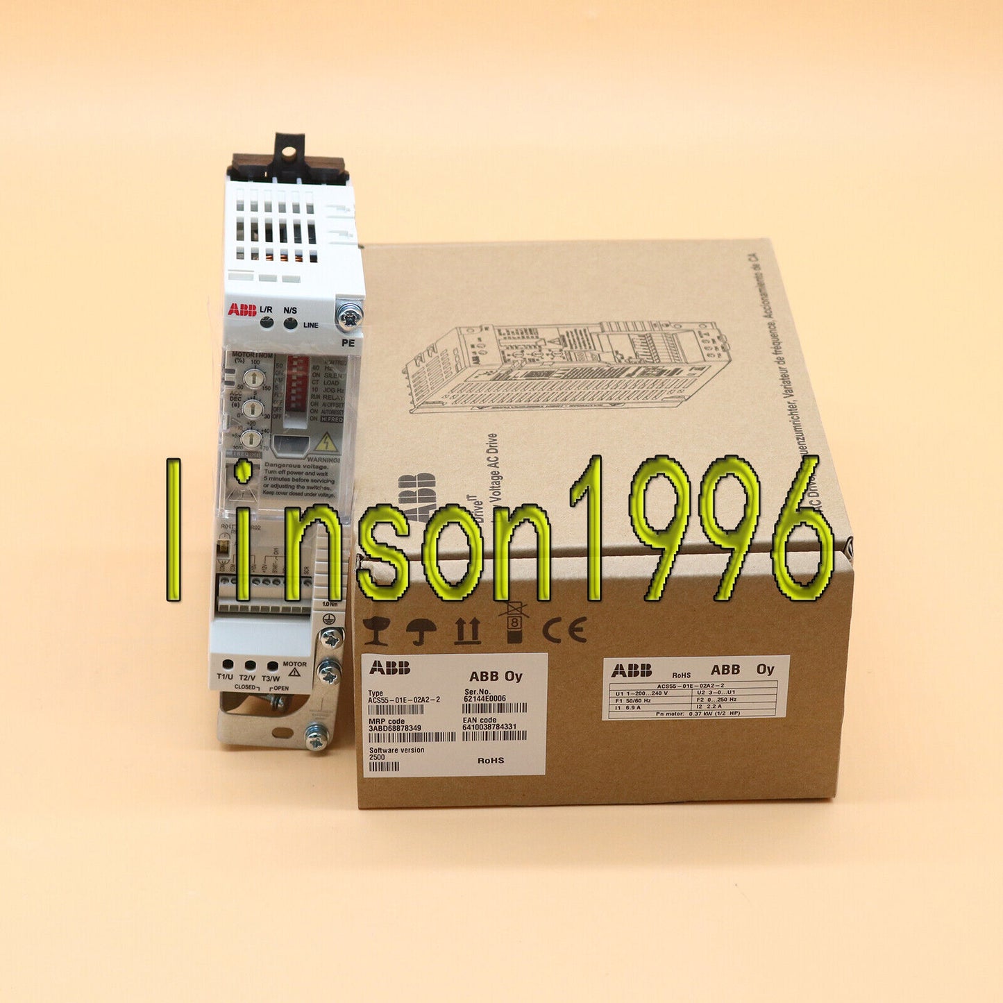 ABB ACS55-01E-02A2-2 AC 200V-240V 0.37KW Inverter 1yr - ABB