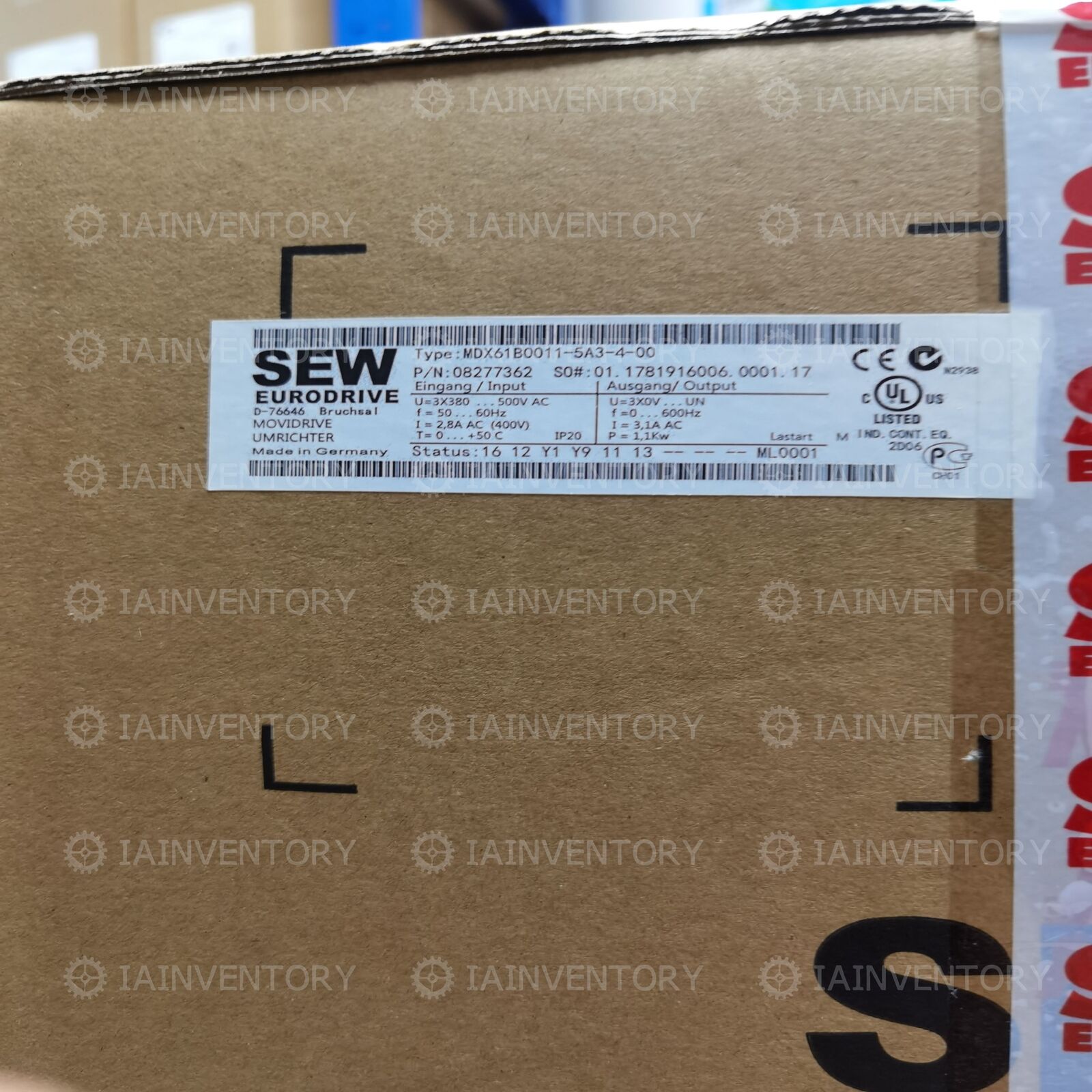 SEW MDX61B0011-5A3-4-00 1.1KW SEW-EURODRIVE INVERTER DRIVE - SEW