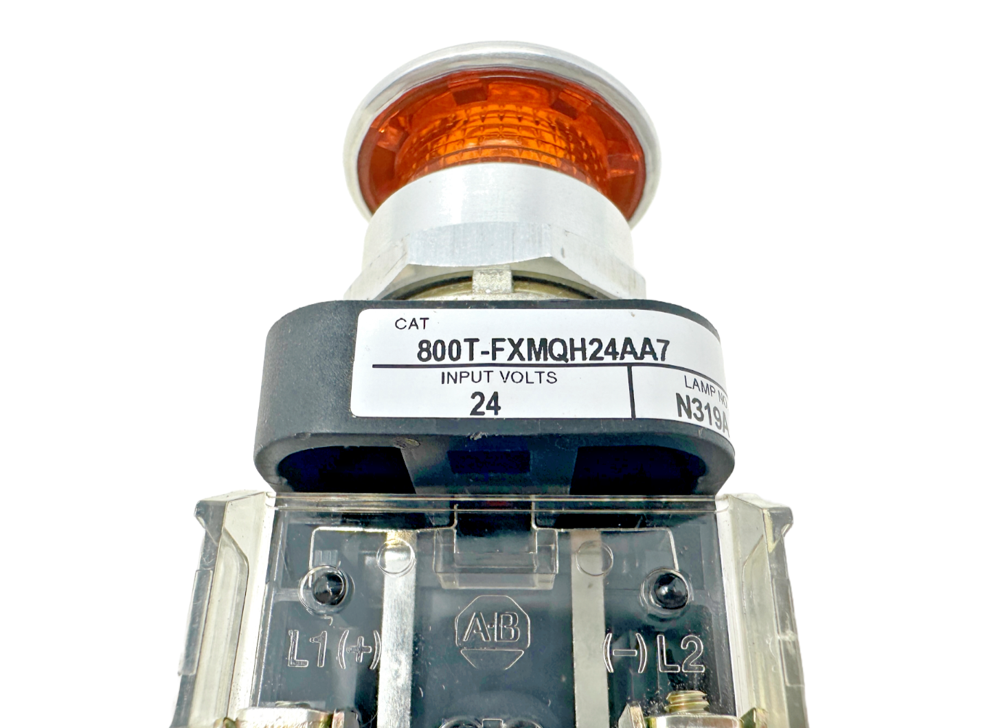 used Allen Bradley 800T-FXMQH24AA7 Amber/Orange Illuminated Metal Push-Pull Button - ALLEN BRADLEY