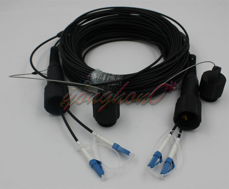 used 150M LC-LC UPC SM Duplex Armored Field TPU Optical Patch Cord Waterproof Head - KOEED