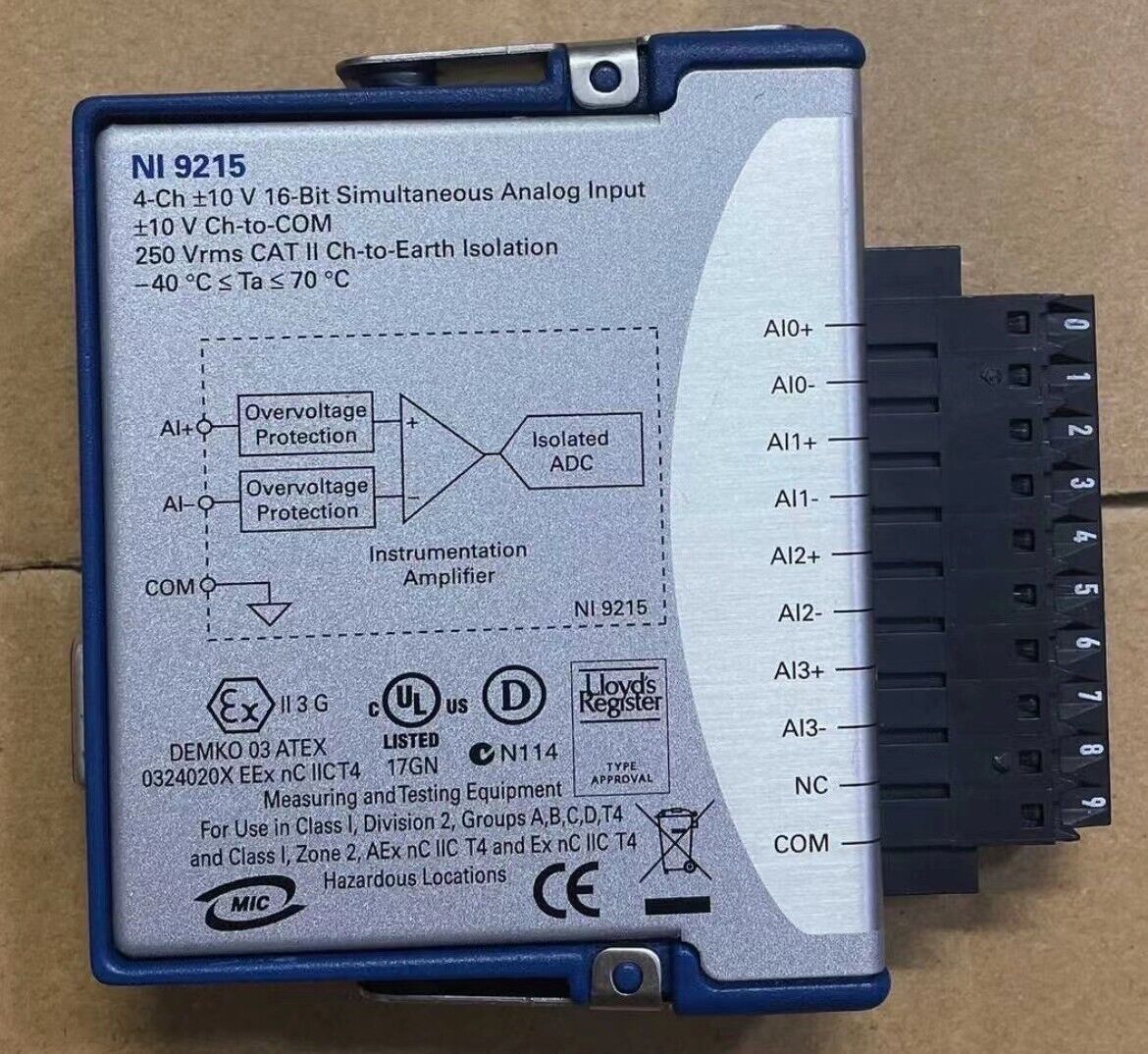 National Instruments NI 9215 cDAQ Analog Input Module Simultaneous Sampling - NATIONAL INSTRUMENTS