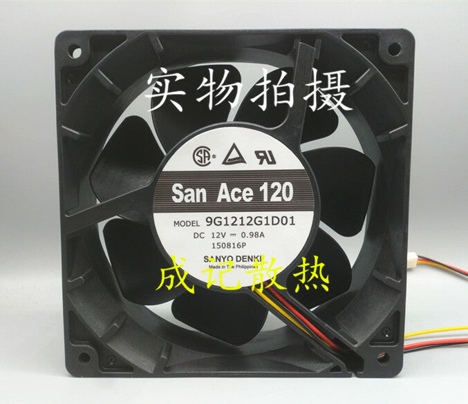 1pcs SANNYO 9G1212G1D01 12V 0.98A 120×120×38mm 3-wire cooling fan 3pin