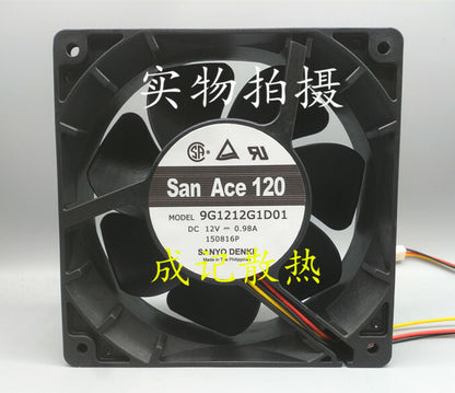 1pcs SANNYO 9G1212G1D01 12V 0.98A 120×120×38mm 3-wire cooling fan 3pin