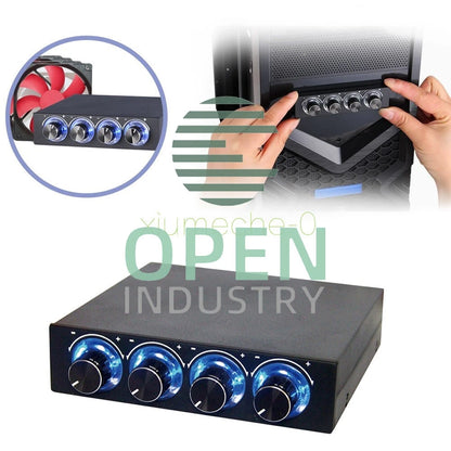 3.5" PC HDD CPU 4 Channel Fan Speed Controller Control Led Cooling Front Panel