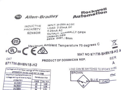 Allen Bradley 871TM-BH8N18-H2 Series A Motion Sensor - ALLEN BRADLEY