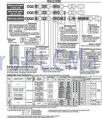 SMC CDQ2B25-30DMZ Double Clevis Cylinder With Auto Switch 1PCS