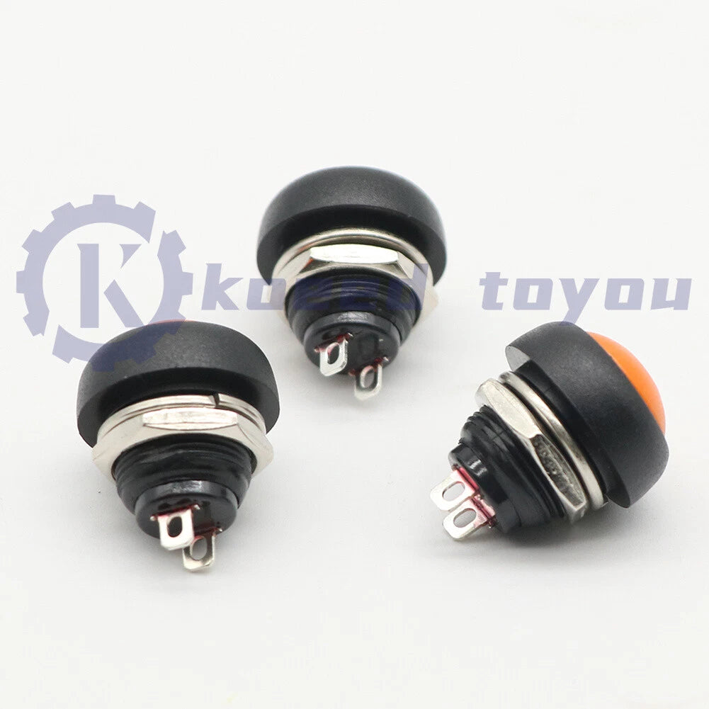 3Pcs orange 12mm Waterproof Momentary ON/OFF Push Button Mini Round Switch