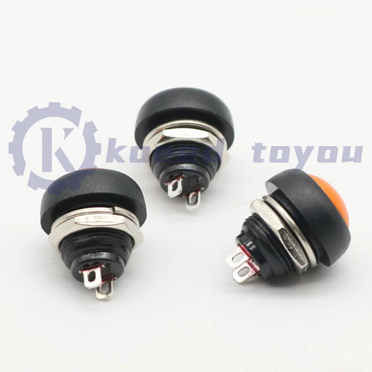 3Pcs orange 12mm Waterproof Momentary ON/OFF Push Button Mini Round Switch