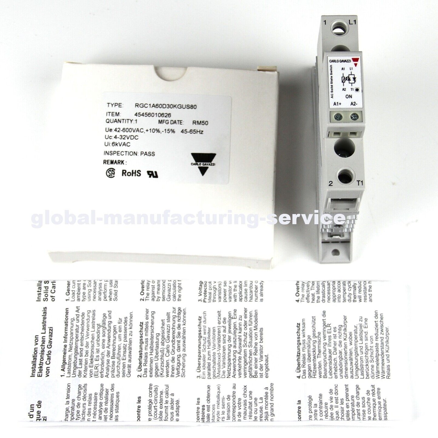 CARLO GAVAZZI Solid State Relay RGC1A60D30KGUS80 - CARLO GAVAZZI