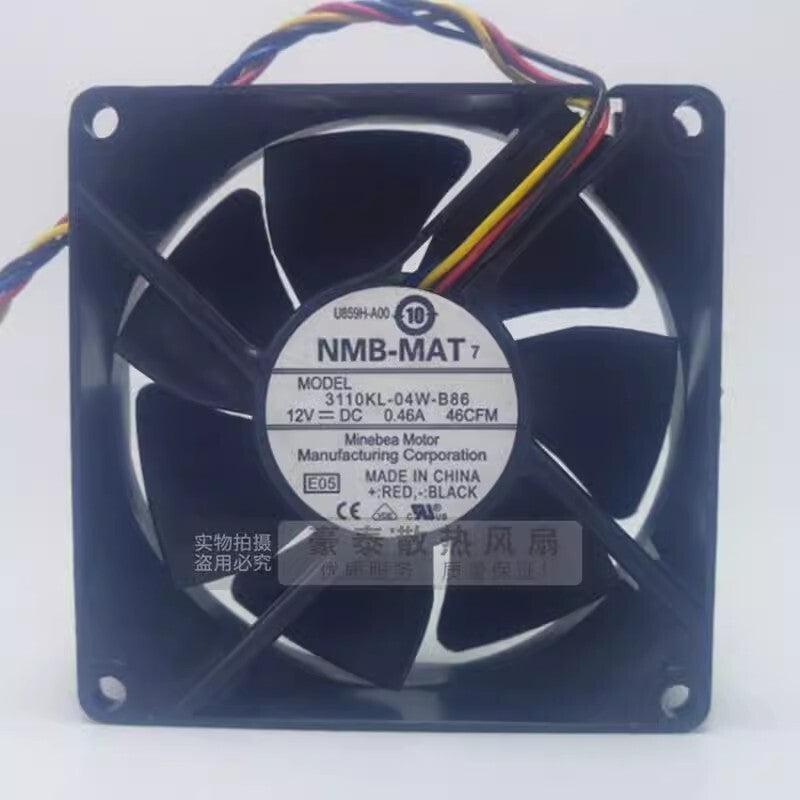 NMB 3110KL-04W-B86 8025 DC12V 0.46A 8CM 4-Wire PWM Dual Ball Cooling Fan