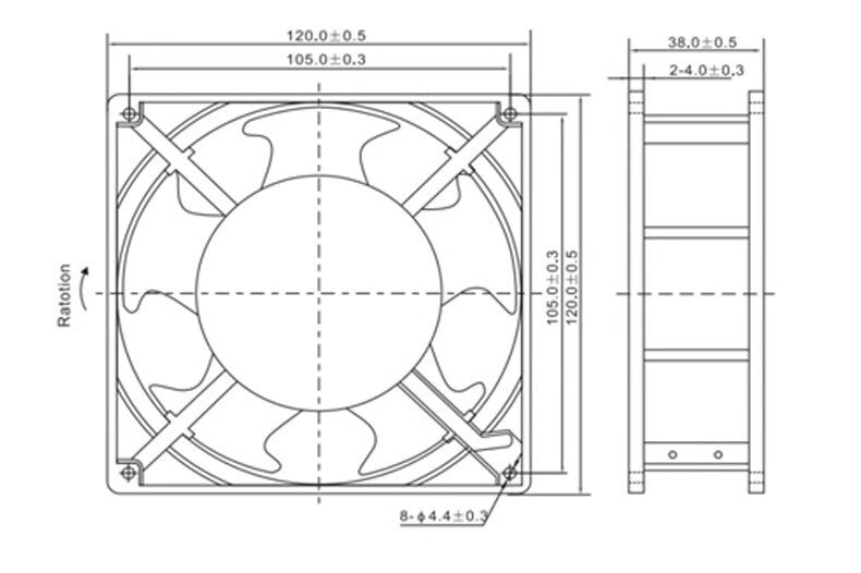 HA12038BHL 12038 AC220V-240V 25W 0.2A 12CM Cooling Fan