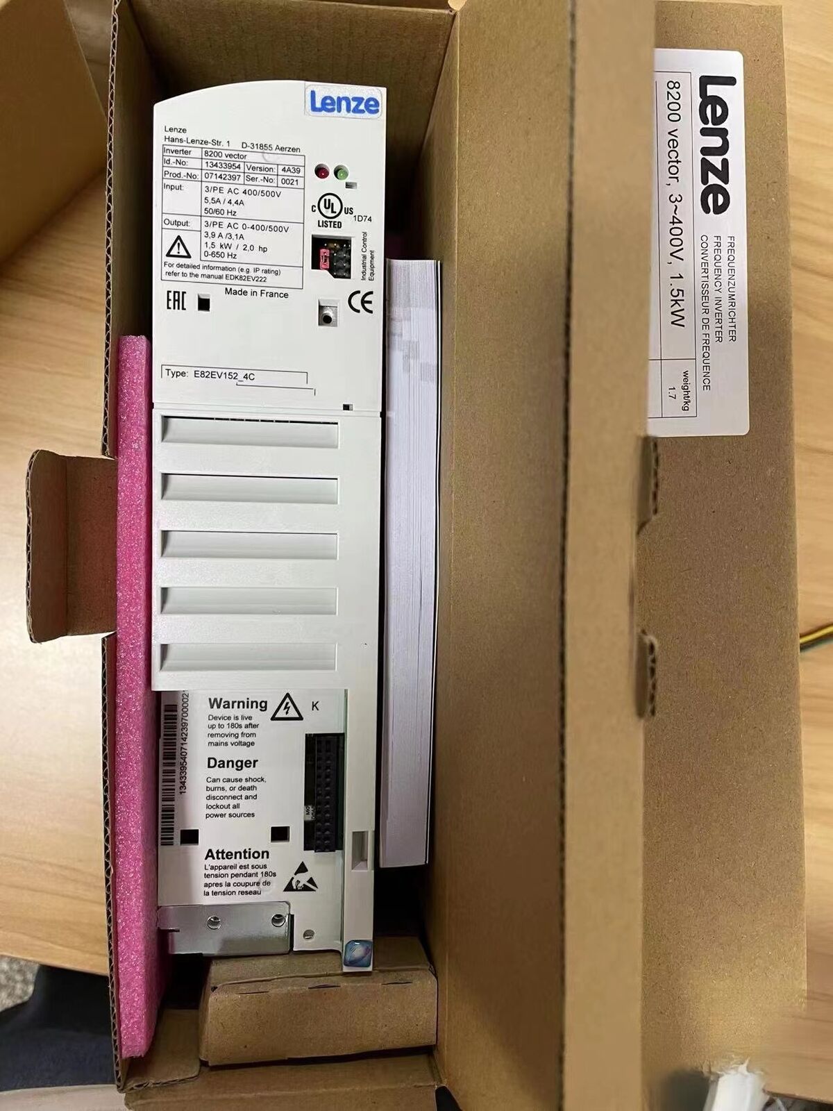 new Lenze E82EV152K4C Inverter Drive 152kW 400V 50Hz PWM 1200A 92% efficient 65dB noise - LENZE